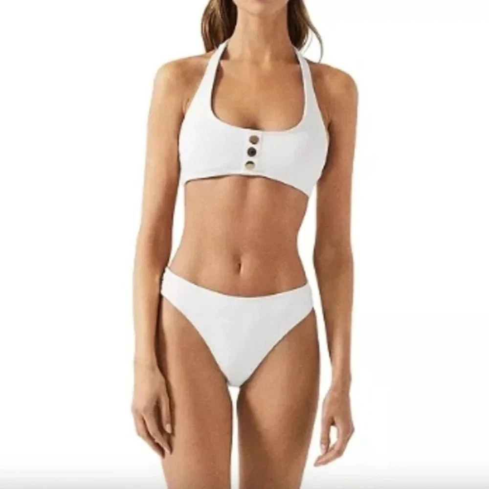 REISS Iris Bathing Suit Size 4 NEW Bikini Bottoms Swimwear Swim $70 White